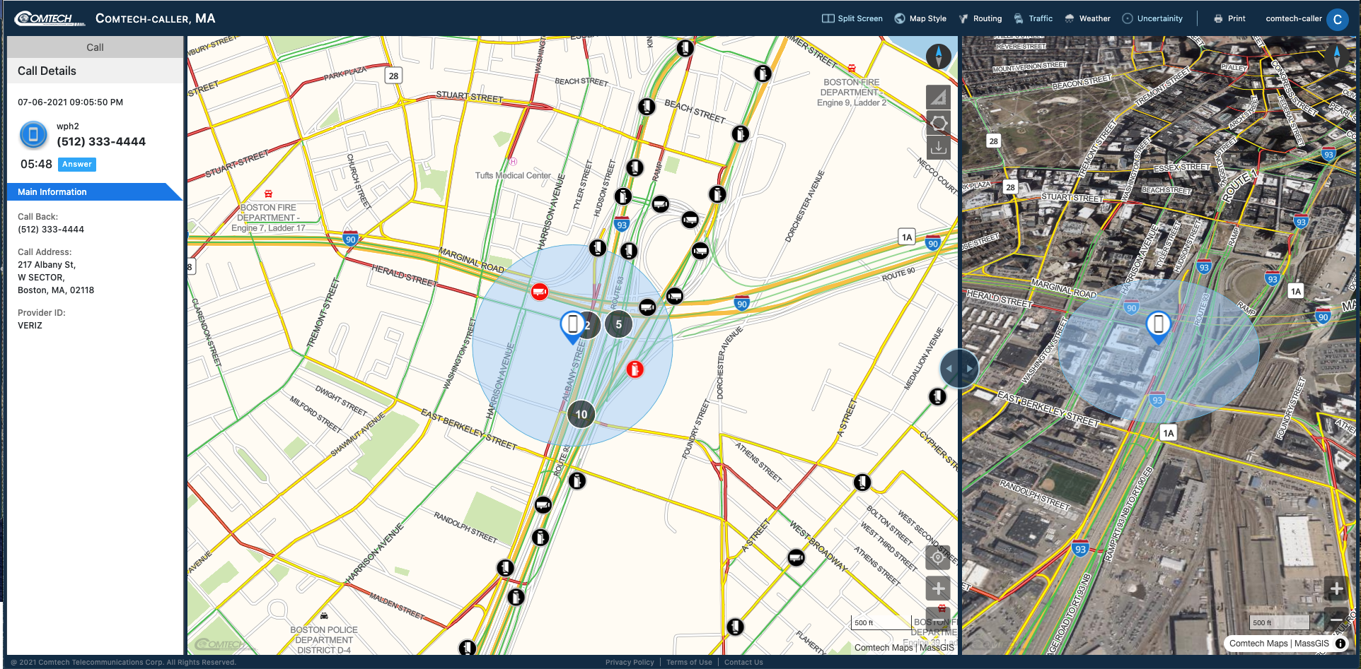 Screenshot of SmartResponseTM Map